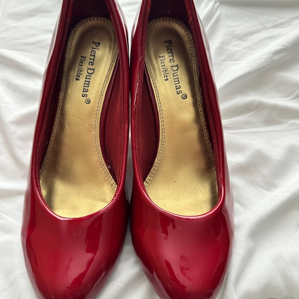 Pierre Dumas Red Patent Leather Classic Pumps